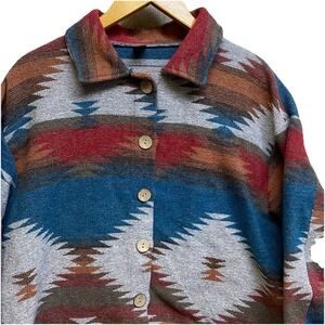 Emery Rose Women's Large Aztec Southwest Button Down LS Shacket